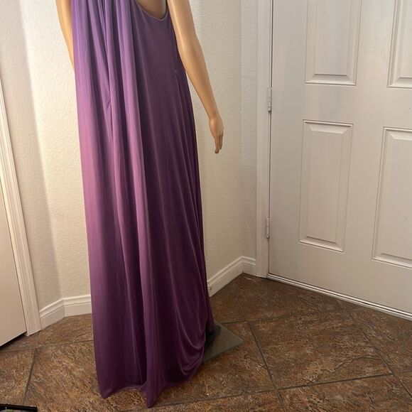 David’s Bridal Dress Sz 14 Wisteria Iris Violet Boat High Neck Tent Sheer Lined - Picture 8 of 16
